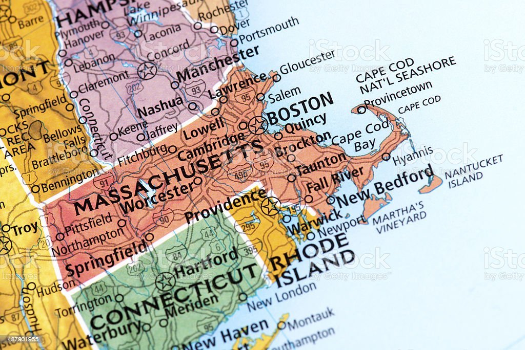 Map of Massachusetts State.