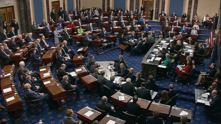 U.S. senators cast votes in Trump impeachment trial at the U.S. Capitol in Washington