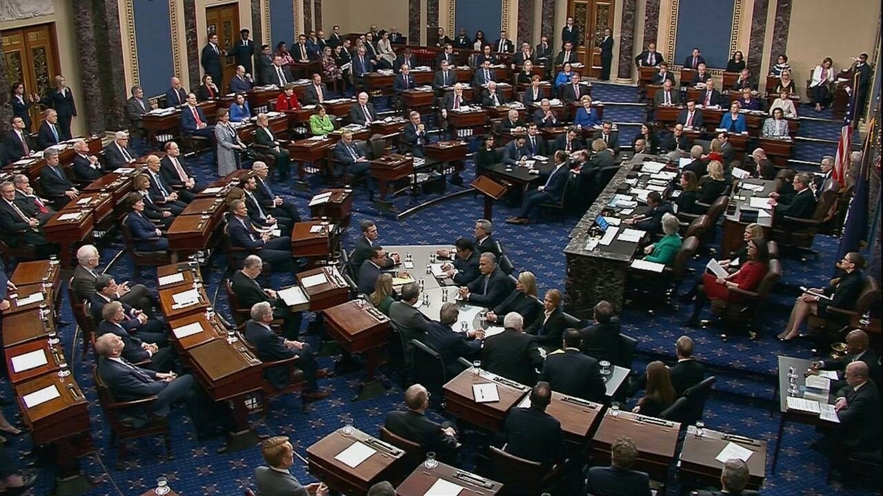 U.S. senators cast votes in Trump impeachment trial at the U.S. Capitol in Washington
