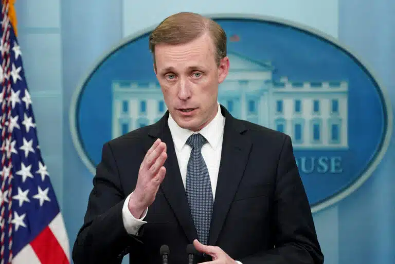 FILE PHOTO: Jake Sullivan speaks at a press briefing at the White House in Washington
