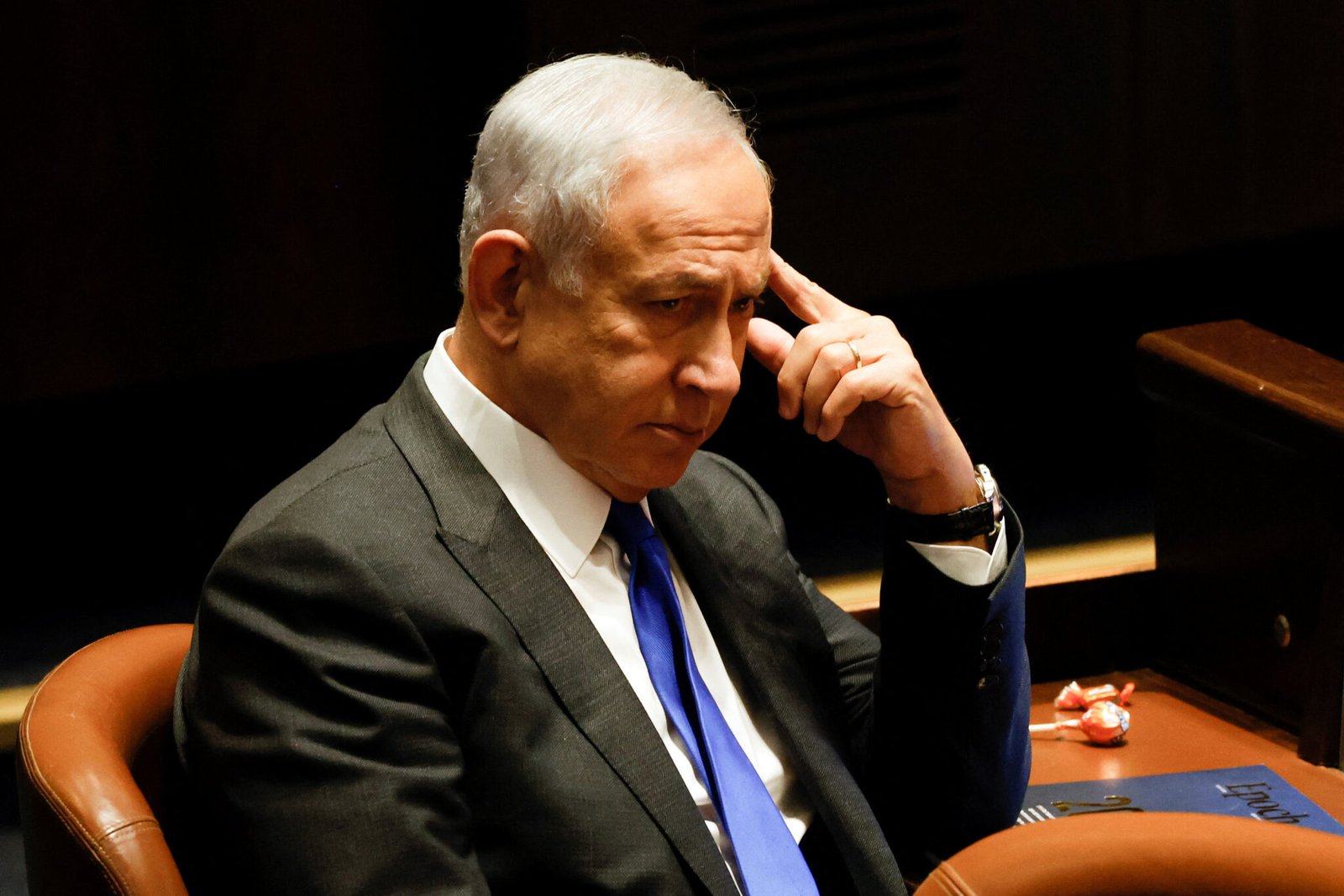 Israeli designate Prime Minister Benjamin Netanyahu attends a session at the plenum at the Knesset, Israel's parliament in Jerusalem