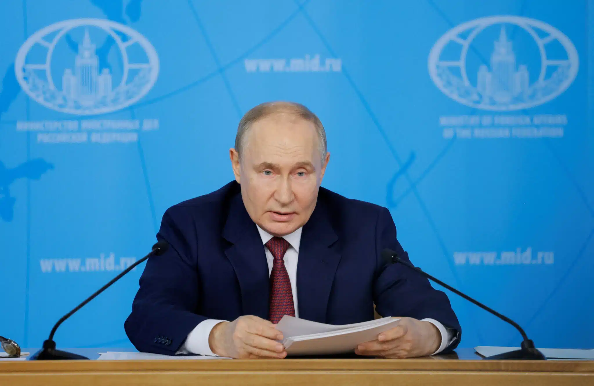 Russia's President Putin meets foreign ministry's leadership