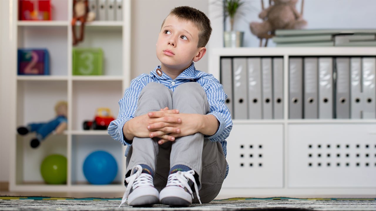 Autistic child with his therapist