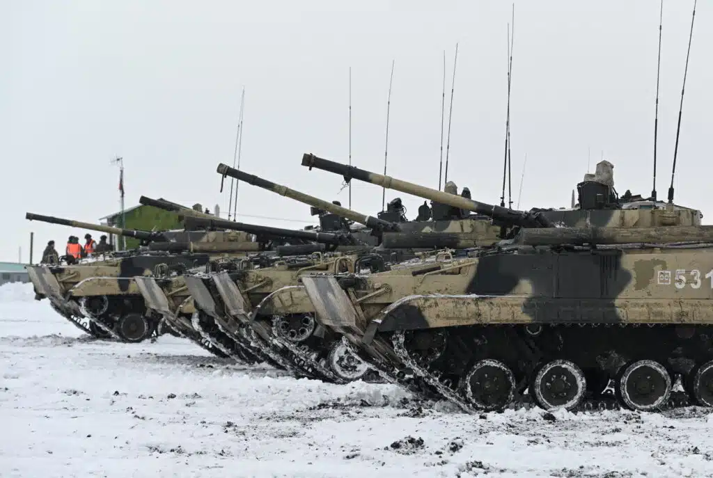 Russian mechanized infantry holds drills in the Rostov region