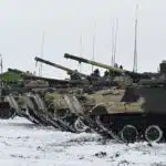 Russian mechanized infantry holds drills in the Rostov region