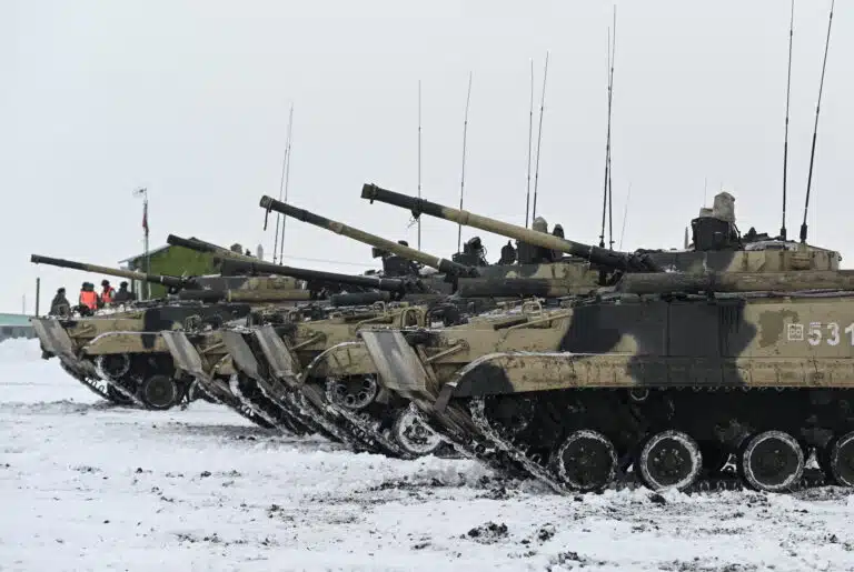 Russian mechanized infantry holds drills in the Rostov region